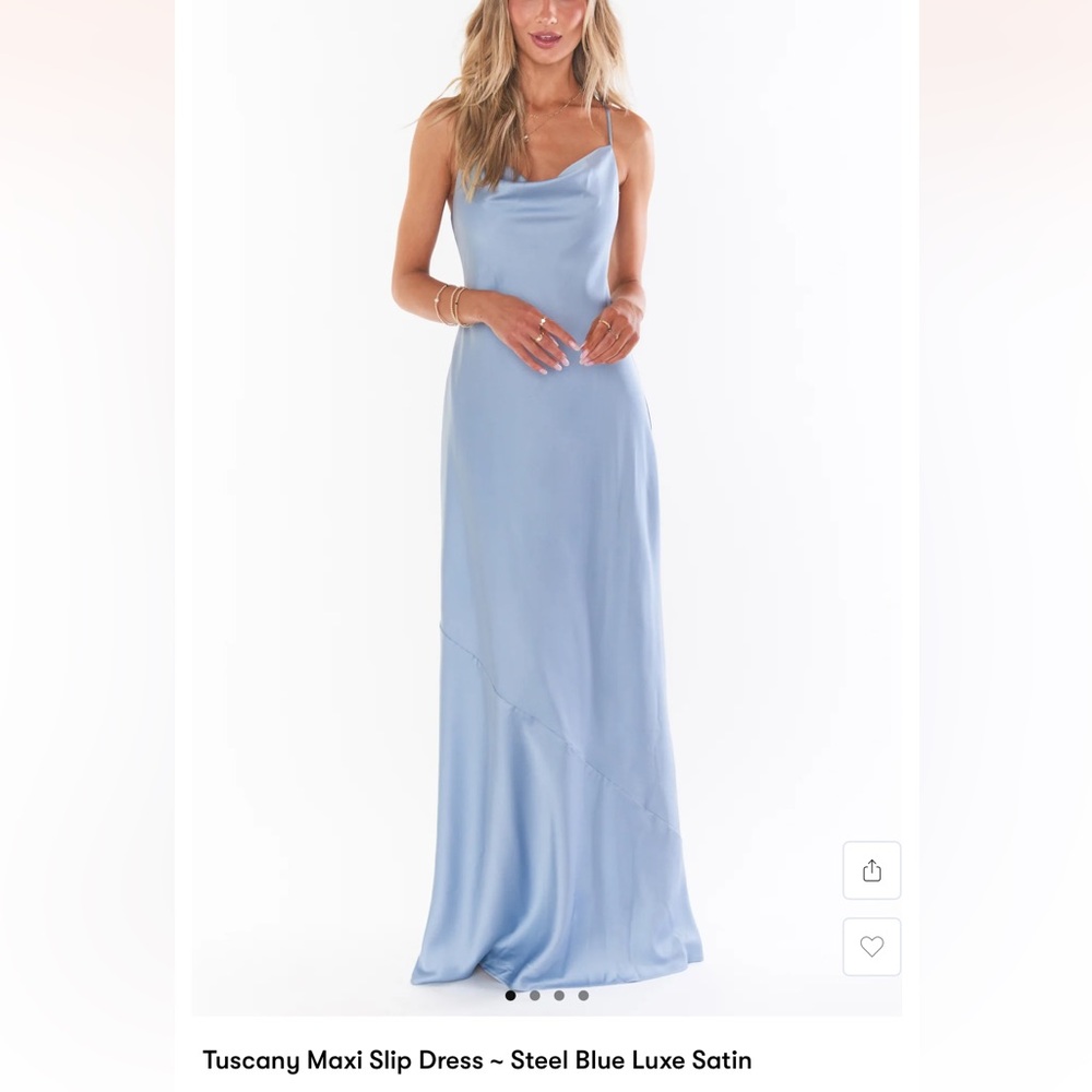 Show Me Your MuMu Tuscany Maxi Slip Dress - Steel Blue Luxe Satin - L